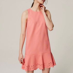 LOFT PEONY FLORAL LASER CUT CAREER CASUAL FLOUNCE